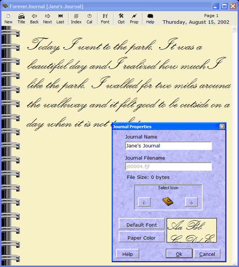 Screenshot of Forever Journal